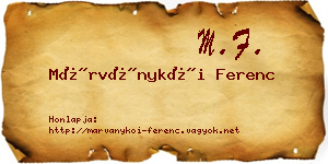 Márványkői Ferenc névjegykártya